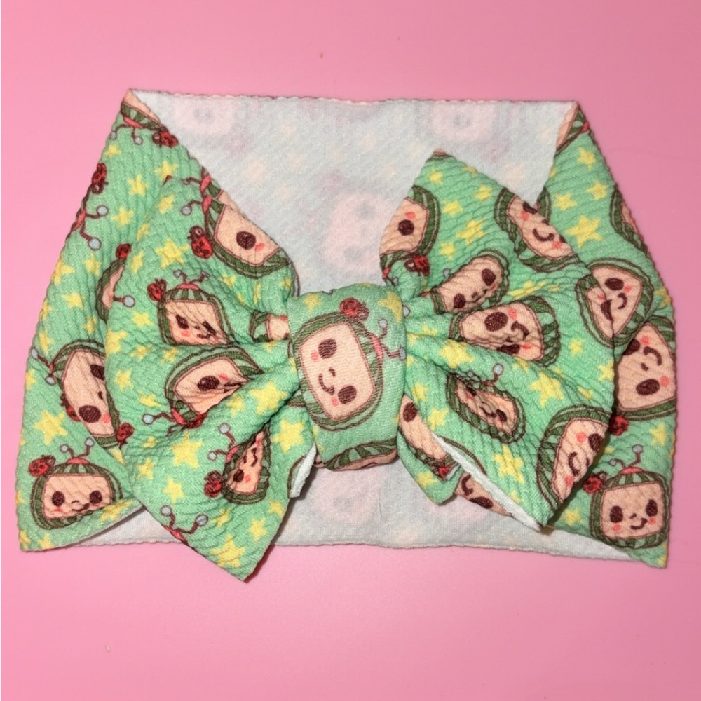 Handmade Green Cocomelon Headwrap/Headband for NB/Toddlet